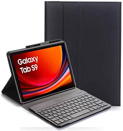 YHFZR Tastatur Hülle for Samsung Tab S9 11'' 2023, (QWERTY Layout), Ultradünn Flip Entfernbar Drahtloser Keyboardständer Ledertasche für Samsung Galaxy Tab S9 11 Zoll 2023 X710/X716, Schwarz von YHFZR