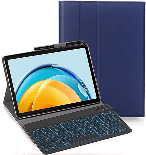 YHFZR Tastatur Hülle für Huawei MatePad SE, [Italiana Layout] Ultraslim Hülle mit 7 Farben Beleuchtung Kabellose Tastatur mit Schützhülle für Huawei MatePad SE 10,4 Zoll 2022, Blau von YHFZR