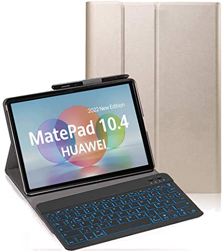 YHFZR Tastatur Hülle für Huawei Matepad 10.4, [Italiana Layout] Ultraslim Hülle mit 7 Farben Beleuchtung Kabellose Tastatur mit Schützhülle für Huawei Matepad 10.4 2022, Gold von YHFZR