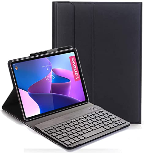 YHFZR Tastatur Hülle für Lenovo Tab M10 (3rd Gen) 10,1'' 2022, [AZERTY] Ultradünn Flip Entfernbar Drahtloser Keyboardständer Ledertasche für Lenovo Tab M10 (3rd Gen) 10,1'' TB-328XU/328FU, Schwarz von YHFZR