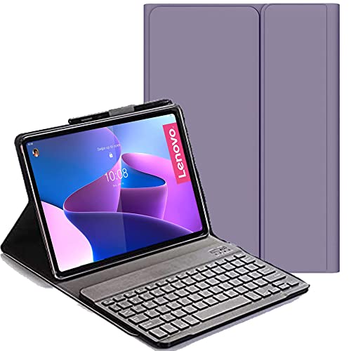 YHFZR Tastatur Hülle für Lenovo Tab P12 Pro, [AZERTY] Ultradünn Flip Entfernbar Drahtloser Keyboardständer Ledertasche für Lenovo Tab P12 Pro 12,6 Zoll, Violett von YHFZR