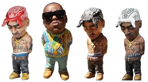 YHHIRCH Legende Gedenk-Ornamente aus Kunstharz, Rapper-Ornament, Garten/Heimdekoration, eigenartige und interessante Rap-Musik-Stern-Statue für sich selbst oder Freunde, Sammlung (4 Stück) von YHHIRCH