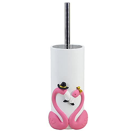 Last Forever Flamingo Geschenk für sie Elegante rosa Flamingo Harz WC-Bürste und Halter Toilettenschüssel Reinigungsbürste und Halter Set für Badezimmer Aufbewahrung und Organisation Moderne von YHHRESINKING