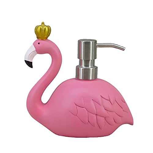 15,2 cm Flamingo-Seifenspender – nachfüllbare Handseifenpumpe für Bad und Küche, lustige rosa Kunstharz-Arbeitsplattendekoration mit Lotionsflasche von YHHRESINKING