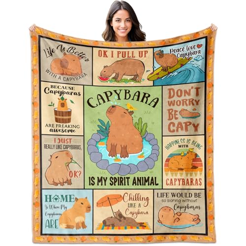 YHIKOUY Capybara-Geschenke für Mädchen, Jungen, Frauen, Männer, Geburtstagsdekoration, Geschenke für Capybara-Liebhaber, Überwurfdecke, 152,4 x 127 cm YHIKOUY Capybara-Geschenke für Mädchen, Jungen, Frauen, Männer, Geburtstagsdekoration, Geschenke für Capybara-Liebhaber, Überwurfdecke, 152,4 x 127 cm von YHIKOUY