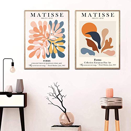 YHJJ Henri Matisse Ausstellungsplakate im nordischen Stil Kreativ Ausgeschnittene Gemälde Galerie Bilder Wohnzimmer Dekor2 Stück 40x60cm ohne Rahmen von YHJJ