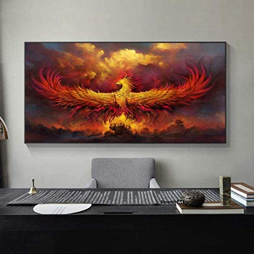 YHJJ Leinwand ArtworkBird Phoenix Bild Tier Poster und Phoenix Bilder für Wohnzimmer Dekor50x100cm ohne Rahmen von YHJJ