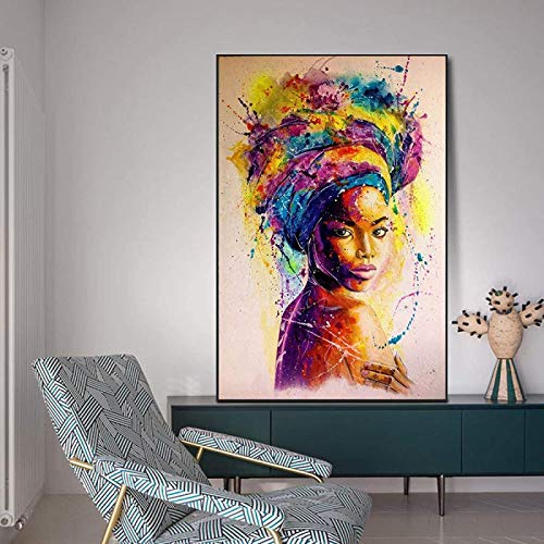 YHJJ Wandbilder Afrikanische Schwarze Frau Graffiti Kunst Poster Und Drucke Abstrakte Afrikanische Mädchen Bilder Dekor70x90cm ohne Rahmen von YHJJ