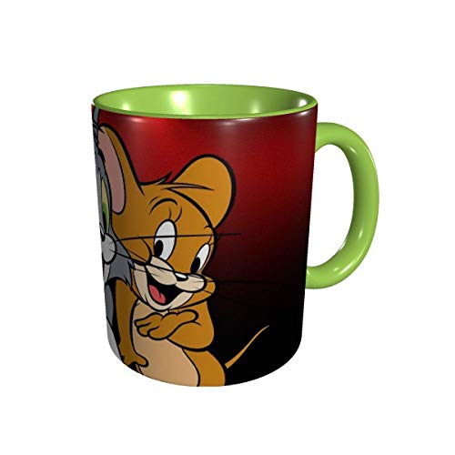 YHJUI Tom Tasse und Tassen Jerry Neuheit Lustige Keramik Kaffeetasse, Teetasse für Büro und Zuhause 330ml Grün von YHJUI