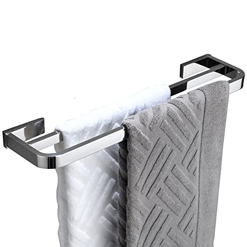 YHJZSM Doppelter Handtuchhalter, 50 cm, 60 cm, Handtuchhalter für Badezimmer, Aufhänger für Geschirrtücher in der Küche, Handtuchstange aus poliertem Edelstahl, Silber (Größe: 50 cm) von YHJZSM