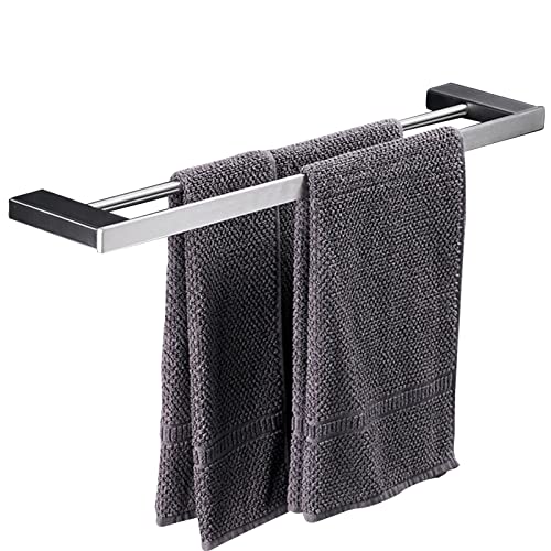 YHJZSM Doppelter Handtuchhalter fürs Badezimmer, 60 cm, 70 cm, 80 cm, Handtuchhalter zur Wandmontage für Badezimmer und Küche, Edelstahl, Silber (Größe: 40 cm) Geschenk von YHJZSM