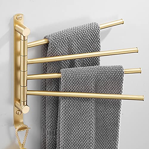 YHJZSM Handtuchhalter, drehbarer Handtuchhalter, Handtuchstange aus gebürstetem Gold, komplett aus Messing, an der Wand montierter schwarzer Handtuchhalter für das Badezimmer, Handtuchhal YHJZSM Handtuchhalter, drehbarer Handtuchhalter, Handtuchstange aus gebürstetem Gold, komplett aus Messing, an der Wand montierter schwarzer Handtuchhalter für das Badezimmer, Handtuchhal von YHJZSM