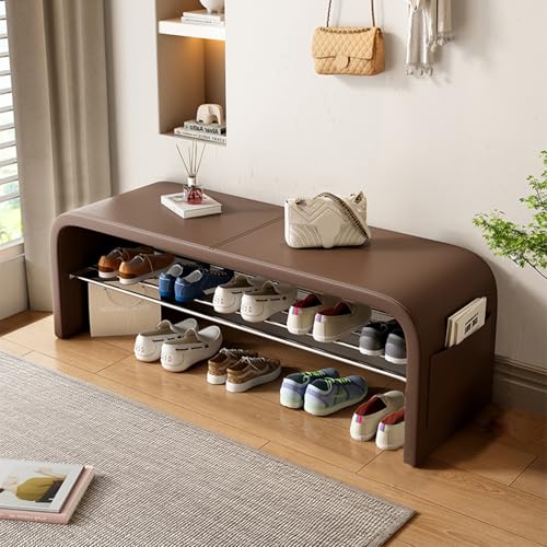 YHKJLYH Bettbank mit Stauraum, Aufbewahrungsbank für Schlafzimmer, Eingangsbank aus Kunstleder, Mehrzweck-Schuhbank, Schuhregal-Organizer, Metallrahmen, für Eingangsbereich, Flur, Schlafzimmer (brau YHKJLYH Bettbank mit Stauraum, Aufbewahrungsbank für Schlafzimmer, Eingangsbank aus Kunstleder, Mehrzweck-Schuhbank, Schuhregal-Organizer, Metallrahmen, für Eingangsbereich, Flur, Schlafzimmer (brau von YHKJLYH