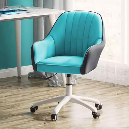 YHKJLYH Drehbare Akzentstühle mit Armlehne, gepolsterte Schreibtischstühle mit mittlerer Rückenlehne für das Homeoffice, Computer-Arbeitsstuhl mit Rollen (Größe: Größe, Farbe: Blaugrau) von YHKJLYH