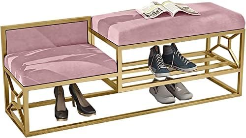 YHKJLYH Gepolsterter Schuhschrank mit Samtsitz, moderner Schuhschrank, Schuhbank aus Metall, Aufbewahrungsbank, Schuhregal mit großer Kapazität, Aufbewahrungsbank, gepolsterte Bank für den Flureinga YHKJLYH Gepolsterter Schuhschrank mit Samtsitz, moderner Schuhschrank, Schuhbank aus Metall, Aufbewahrungsbank, Schuhregal mit großer Kapazität, Aufbewahrungsbank, gepolsterte Bank für den Flureinga von YHKJLYH