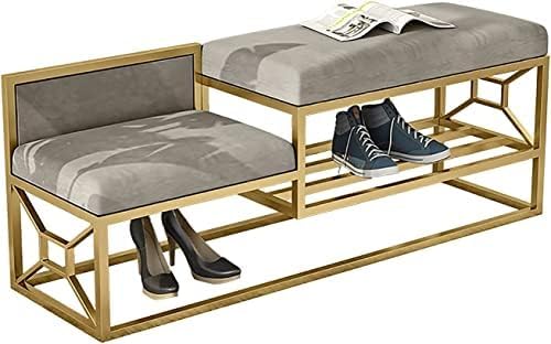YHKJLYH Gepolsterter Schuhschrank mit Samtsitz, moderner Schuhschrank, Schuhbank aus Metall, Aufbewahrungsbank, Schuhregal mit großer Kapazität, Aufbewahrungsbank, gepolsterte Bank für den Flureinga YHKJLYH Gepolsterter Schuhschrank mit Samtsitz, moderner Schuhschrank, Schuhbank aus Metall, Aufbewahrungsbank, Schuhregal mit großer Kapazität, Aufbewahrungsbank, gepolsterte Bank für den Flureinga von YHKJLYH