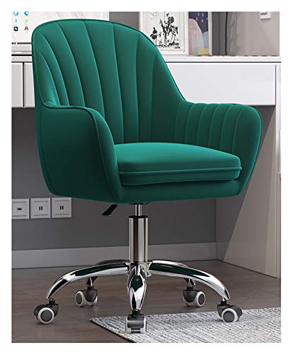 YHKJLYH Home-Office-Stuhl, Drehbarer Schreibtischstuhl aus Samt, Ergonomischer Arbeitssitz, Computer-Arbeitshocker, Rollbarer, Verstellbarer Arbeitsstuhl mit mittlerer Rückenlehne für das Wohnzimmer von YHKJLYH
