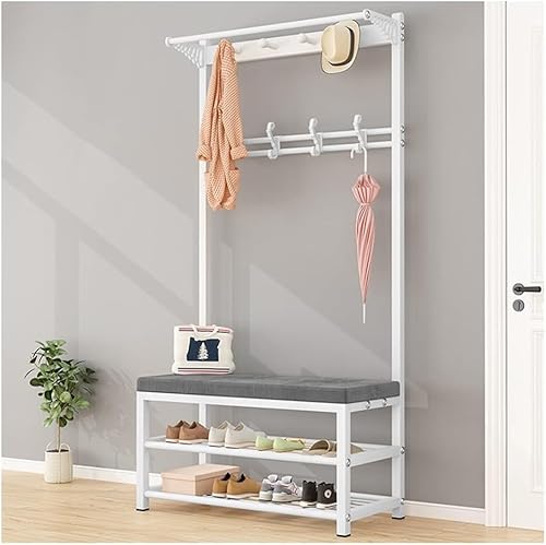 YHKJLYH Kleiderschrank mit Bank, Schuhregal, Ständer, Organizer, Schrank, Eingangsbereich, Garderobe, Schuhbank, 4-in-1-Garderoben-Schuhregal für den Eingangsbereich (Größe: 100 x 33 x 170 cm, Farbe von YHKJLYH