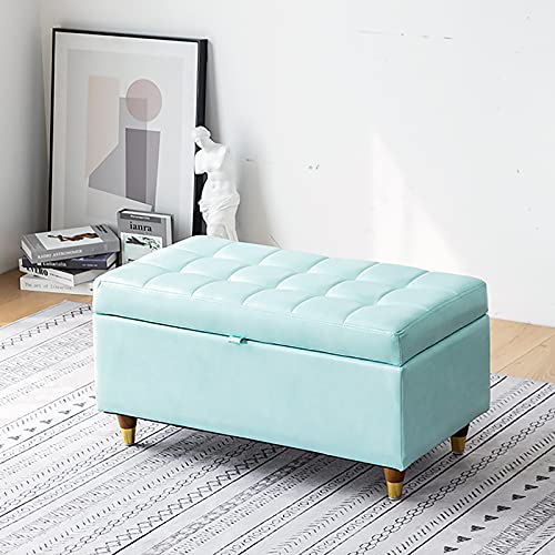 YHKJLYH Moderne Aufbewahrungsbank für Wohnzimmer und Schlafzimmer, hochwertiger gepolsterter Sofa-Fußhocker aus PU-Leder, rechteckige Aufbewahrungs-Ottomane, Schuhbank, Multifunktionsbänke von YHKJLYH