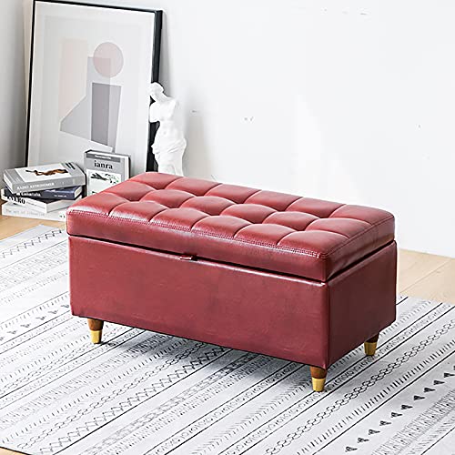 YHKJLYH Moderne Aufbewahrungsbank für Wohnzimmer und Schlafzimmer, hochwertiger gepolsterter Sofa-Fußhocker aus PU-Leder, rechteckige Aufbewahrungs-Ottomane, Schuhbank, Multifunktionsbänke von YHKJLYH