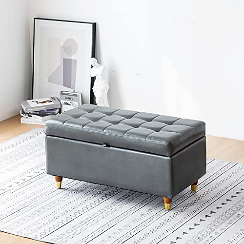 YHKJLYH Moderne Aufbewahrungsbank für Wohnzimmer und Schlafzimmer, hochwertiger gepolsterter Sofa-Fußhocker aus PU-Leder, rechteckige Aufbewahrungs-Ottomane, Schuhbank, Multifunktionsbänke von YHKJLYH