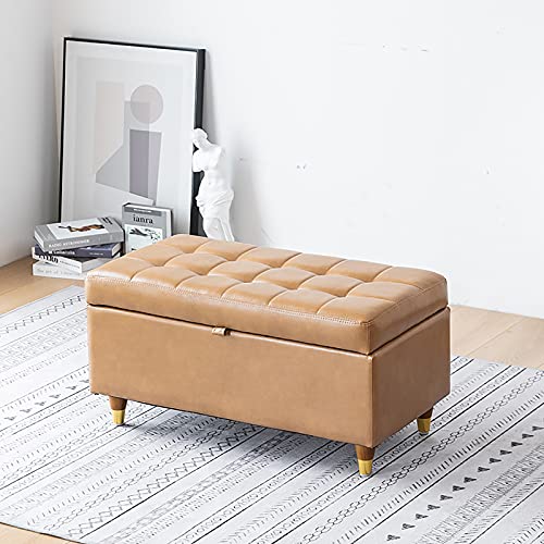 YHKJLYH Moderne Aufbewahrungsbank für Wohnzimmer und Schlafzimmer, hochwertiger gepolsterter Sofa-Fußhocker aus PU-Leder, rechteckige Aufbewahrungs-Ottomane, Schuhbank, Multifunktionsbänke von YHKJLYH