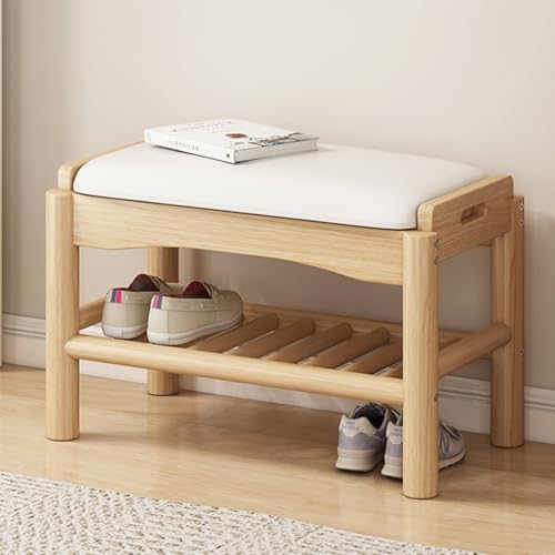 YHKJLYH Rustikale Eingangsbank, Aufbewahrungsbank am Fußende des Schlafzimmers, Schuhbank mit gepolsterter Sitzfläche, Schuhaufbewahrungsbank aus Holz für Eingangsbereich, Flur und Schlafzimmer (HOL von YHKJLYH