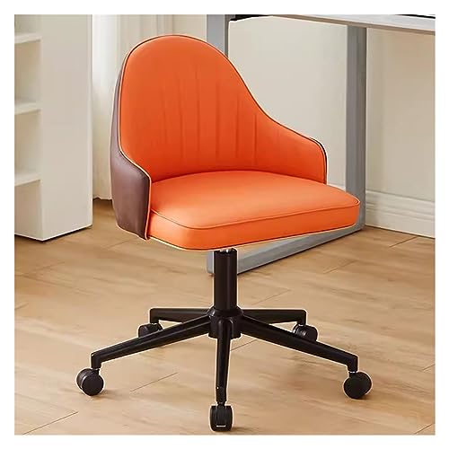YHKJLYH Schreibtischstuhl aus Kunstleder, Drehsessel, Bürostuhl mit schwarzem Rahmen, höhenverstellbarer Computer-Arbeitsstuhl, moderner rollender ergonomischer Gaming-Stuhl mit Rädern (Farbe: Orang von YHKJLYH