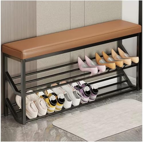 YHKJLYH Schuhregal-Aufbewahrungsbank mit Sitz, Schuhregalbank mit 2 Ebenen – Industrielle Eingangsbank mit Metallregalen, Organizer-Schuhständer, Akzentmöbel, Multifunktions-Schließfach (Größe: 80 c YHKJLYH Schuhregal-Aufbewahrungsbank mit Sitz, Schuhregalbank mit 2 Ebenen – Industrielle Eingangsbank mit Metallregalen, Organizer-Schuhständer, Akzentmöbel, Multifunktions-Schließfach (Größe: 80 c von YHKJLYH