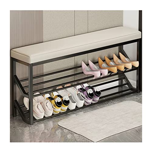 YHKJLYH Schuhregalbank, 2-stöckige Schuhaufbewahrung mit Sitz, Industrielle Eingangsbank, Metall-Lagerregale, Organizer, Eingangsbank, Schuhständer für Eingangsbereich YHKJLYH Schuhregalbank, 2-stöckige Schuhaufbewahrung mit Sitz, Industrielle Eingangsbank, Metall-Lagerregale, Organizer, Eingangsbank, Schuhständer für Eingangsbereich von YHKJLYH