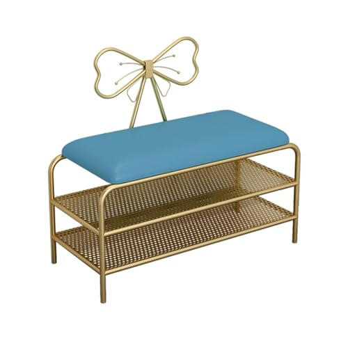YHKJLYH Schuhregalbank, Eingangsbank mit gepolsterter Sitzfläche, 2-stufige, stabile Schuhaufbewahrungsbank mit Metallgitter, platzsparend, moderner Stil, Schuhbank für Schlafzimmer und Wohnzimmer, YHKJLYH Schuhregalbank, Eingangsbank mit gepolsterter Sitzfläche, 2-stufige, stabile Schuhaufbewahrungsbank mit Metallgitter, platzsparend, moderner Stil, Schuhbank für Schlafzimmer und Wohnzimmer, von YHKJLYH
