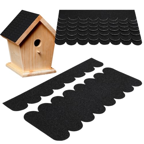 Dachpappe für Vogelhaus Mini Dachschindeln Dachpappe Selbstklebend für Vogelhäuser Nistkastendach Nistkasten Kaninchenstall Hundehütte Briefkastendächer (32, Schwarz) von YHKJYH