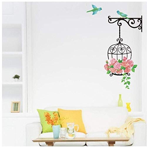 Vogel Und Vogelkäfig Wandaufkleber Wohnzimmer Schlafzimmer Wand Rand Hintergrund Art Deco Wandbild Home Decoration Türaufkleber von YHKYGM