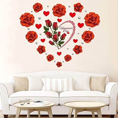 Wandaufkleber Romantisches Schlafzimmer Wandtattoos Hintergrund Wand Rosen Warmes Hochzeitszimmer Nachttisch Aufkleber Wohnzimmer Tv-Blumen von YHKYGM