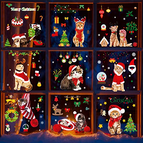 Weihnachtsdeko Fenster, YHLZGOOD Fensterbilder Weihnachten Fenstersticker mit Schneeflocken Weihnachtsmann Weihnachten Fensterdeko Abnehmbare Statisch Haftende PVC Aufkleber Winter Deko (A2) von YHLZGOOD