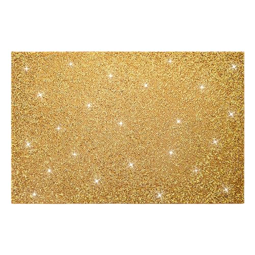 YHMQ DU Esstisch Gold Tischset,One pcs, hitzebeständiges und wasserdichtes waschbares Strass dekoratives rechteckiges Tischset mit Weihnachtselementen von YHMQ DU