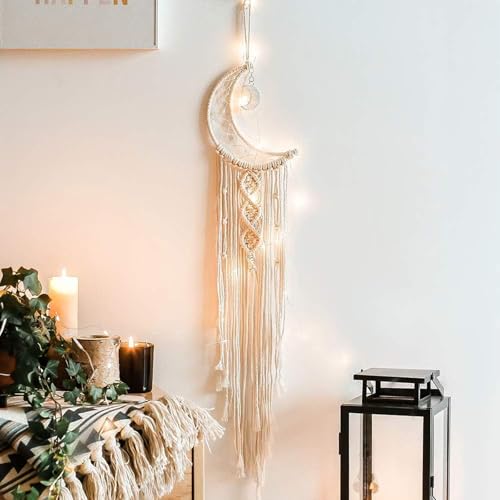Boho Traumfänger, Traumfänger Makramee Boho, Boho Makramee Wandbehang Boho Decor Boho Wanddeko Boho Deko Wand Boho Style Deko Boho Wandbehang Boho Deko Schlafzimmer Mond Deko Für Eid Mubarak Ramadan von YHNDECO