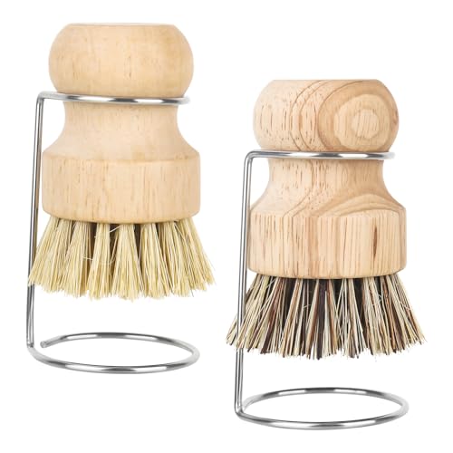 YHNDECO 2 Stück Bambus-Handflächenbürste mit 2 Abflussgestellen, Holz-Spülbürste, Scheuerbürste für Geschirrtöpfe, Pfannen, Küchenspüle, Reinigung zum Waschen von Geschirr, Töpfen, Pfannen und Spüle YHNDECO 2 Stück Bambus-Handflächenbürste mit 2 Abflussgestellen, Holz-Spülbürste, Scheuerbürste für Geschirrtöpfe, Pfannen, Küchenspüle, Reinigung zum Waschen von Geschirr, Töpfen, Pfannen und Spüle von YHNDECO