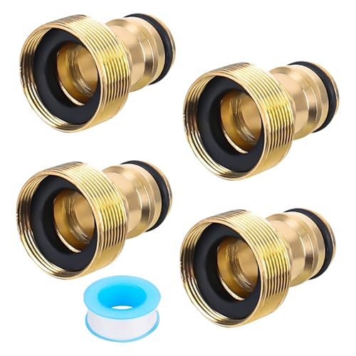 YHNDECO 4 Stück Universal Wasserhahnanschluss für Mischbatterie, Schlauchadapter Wasserhahn Adapter Schlauchkupplung Schnellkupplung Gartenschlauch Anschluss(Außengewinde, Golden) von YHNDECO