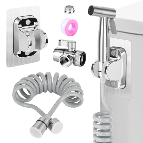 YHNDECO Bidet Handbrause Set, Edelstahl Arschdusche mit 3 Wege Ventil, 2M Federschlauch und Halter, G1/2" Universalanschluss, für WC Persönliche Hygiene von YHNDECO