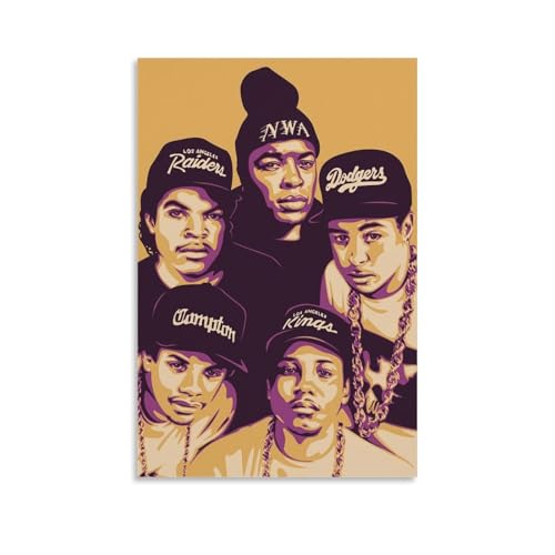 YHNGFDSKNB N.W.A 3 Sänger-Albumcover-Musikserie, Leinwand-Poster, Wandkunst, dekoratives Gemälde, Schlafzimmer, Malerei, Poster, 30 x 45 cm, ungerahmter Stil von YHNGFDSKNB