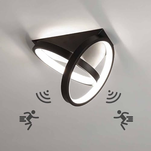 26W LED Deckenlampe mit Bewegungsmelder Innen Sensorlampe Moderne Deckenleuchte mit Sensor für Flur Treppe Wohnzimmer Balkon Küche Garage Veranda BüRo Schwarz Innenlampen von TRUYOK
