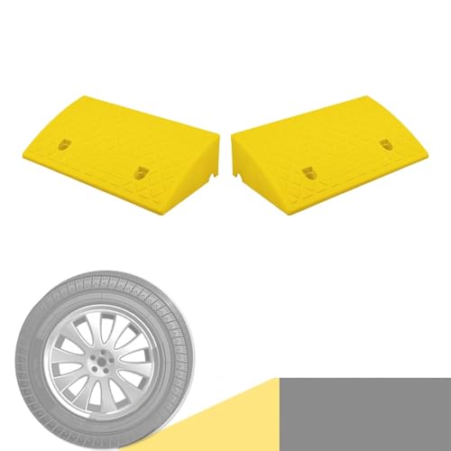1 Stück rutschfeste Bordsteinrampe aus Gummi for Rollstühle, 2 bis 5 Zoll Steighöhe, langlebige Schwellenrampe aus Kunststoff(Yellow,3.54"H) von YHNNH