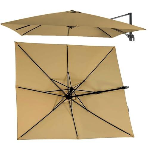 10 Fuß quadratischer Terrassenschirm, Ersatz-Freischwinger-Abdeckung für Markttisch, Khaki-Stoff, 4 x (13 x 9,8 Fuß), zur Entspannung im Garten von YHNNH