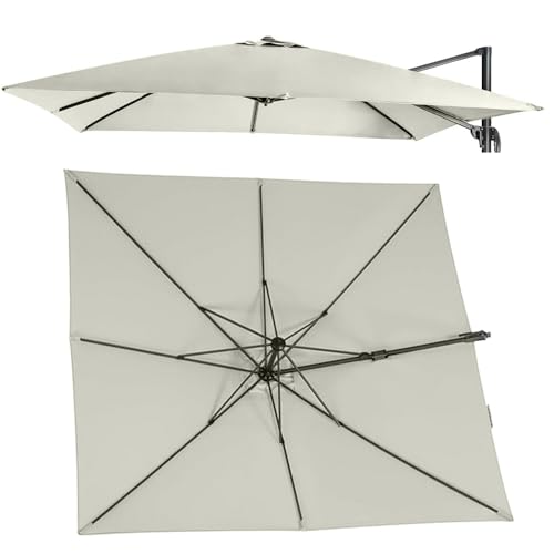 10 Fuß quadratischer Terrassenschirm, Ersatzdach, hellgrau, für den Außenbereich, freitragender Schirm, für Markttisch und Hof (4 x 13 x 9,8 Fuß) von YHNNH