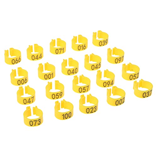 100 Stück 10 mm große Vogelbeinringe aus Kunststoff zur Geflügelidentifizierung – langlebige und anpassbare Fußringe for Hühner(Yellow) von YHNNH