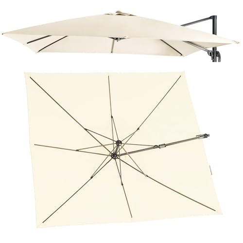 10ft quadratischer Terrassenschirm, Ersatzdach, Outdoor-Freischwinger-Schirm, obere Abdeckung für Markttisch, Beige, 3x (9,8x9,8ft), Outdoor-Stoff von YHNNH