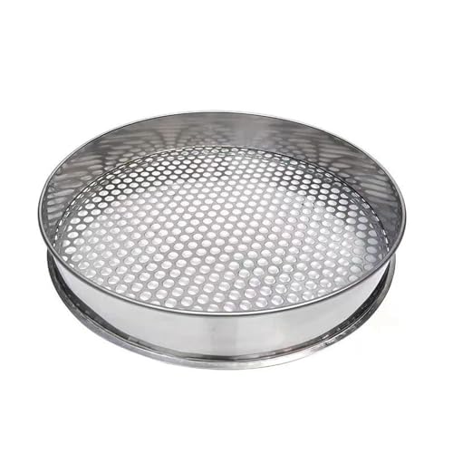 25 cm rundes Lebensmittelsieb aus 304 Edelstahl – langlebiges Sieb for Backen, Kochen und for die Gartenarbeit – Lochgröße 1–50 mm(7mm) von YHNNH