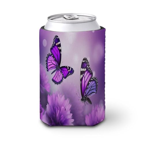 340 ml Dosenhülse, wiederverwendbar, elastische PVC-Verbundwerkstoffe, kalte Heißgetränke, violette Blume, Schmetterlinge, bedruckt, isolierte Dosenhüllen für Bier 340 ml Dosenhülse, wiederverwendbar, elastische PVC-Verbundwerkstoffe, kalte Heißgetränke, violette Blume, Schmetterlinge, bedruckt, isolierte Dosenhüllen für Bier von YHNNH