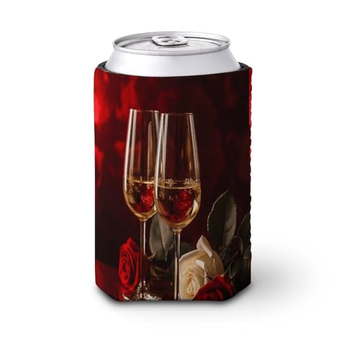 340 ml Dosenhülse, wiederverwendbar, elastische PVC-Verbundwerkstoffe, kalte Heißgetränke, zwei Gläser mit weißem Weindruck, isolierte Dosenhüllen für Bier von YHNNH